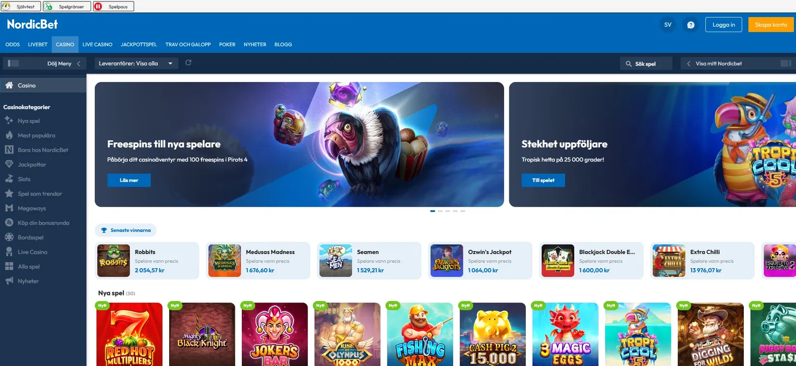 NordicNova Casino skärmdump